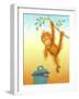 Baby Orangutan and Basket of Fruit-April Hartmann-Framed Giclee Print
