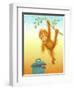 Baby Orangutan and Basket of Fruit-April Hartmann-Framed Giclee Print