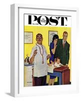 "Baby's First Shot," Saturday Evening Post Cover, March 3, 1962-Richard Sargent-Framed Giclee Print