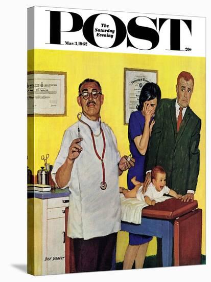 "Baby's First Shot," Saturday Evening Post Cover, March 3, 1962-Richard Sargent-Stretched Canvas