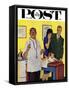 "Baby's First Shot," Saturday Evening Post Cover, March 3, 1962-Richard Sargent-Framed Stretched Canvas