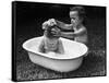 Baby Siblings Taking a Bath-Bettmann-Framed Stretched Canvas