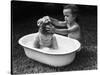 Baby Siblings Taking a Bath-Bettmann-Stretched Canvas