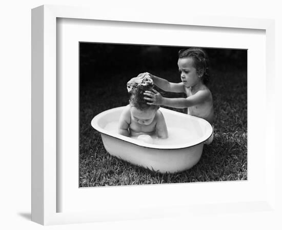 Baby Siblings Taking a Bath-Bettmann-Framed Photographic Print