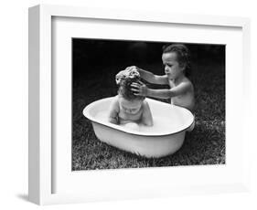 Baby Siblings Taking a Bath-Bettmann-Framed Photographic Print