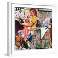 "Baby Sitter", November 8,1947-Norman Rockwell-Framed Giclee Print