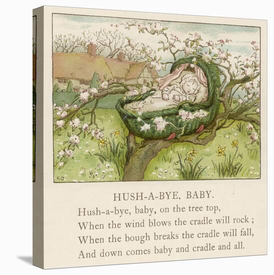 Baby Sleeps in Its Cradle Among the Apple Blossom Unaware of the Danger That-Kate Greenaway-Stretched Canvas