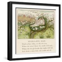 Baby Sleeps in Its Cradle Among the Apple Blossom Unaware of the Danger That-Kate Greenaway-Framed Photographic Print