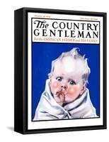 "Baby Sucking Thumb," Country Gentleman Cover, January 26, 1924-Neil Hott-Framed Stretched Canvas