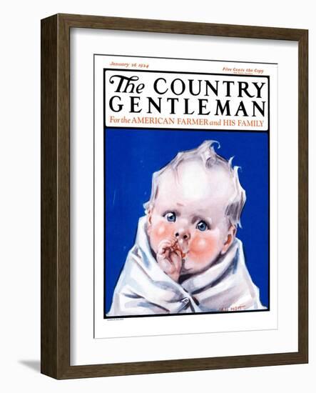 "Baby Sucking Thumb," Country Gentleman Cover, January 26, 1924-Neil Hott-Framed Giclee Print