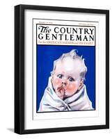 "Baby Sucking Thumb," Country Gentleman Cover, January 26, 1924-Neil Hott-Framed Giclee Print