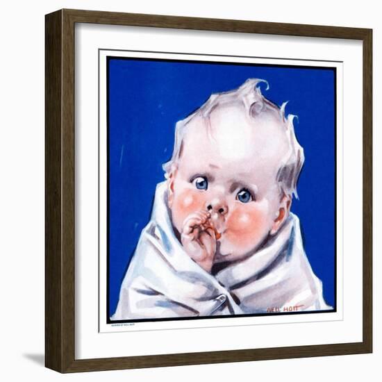 "Baby Sucking Thumb,"January 26, 1924-Neil Hott-Framed Giclee Print