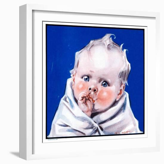 "Baby Sucking Thumb,"January 26, 1924-Neil Hott-Framed Giclee Print