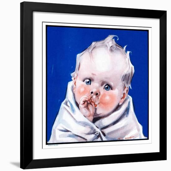 "Baby Sucking Thumb,"January 26, 1924-Neil Hott-Framed Giclee Print