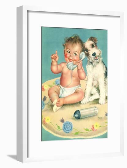 Baby Talks, Dog Listens-Charlotte Becker-Framed Giclee Print