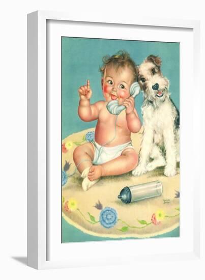 Baby Talks, Dog Listens-Charlotte Becker-Framed Giclee Print