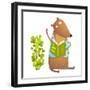 Baby Teddy Bear Character Reading Book Learning. Bear Cub Cute Sitting Studying and Learning Adorab-Popmarleo-Framed Art Print