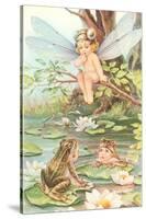 Baby with Dragonfly Wings and Frog Children-null-Stretched Canvas