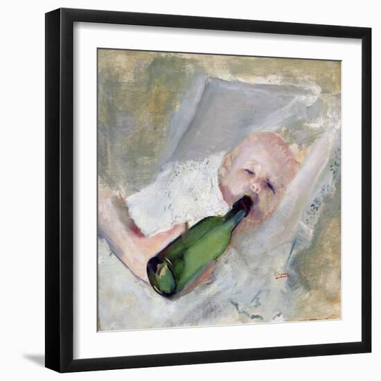 Baby with milk bottle-Christian Krohg-Framed Giclee Print