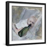 Baby with milk bottle-Christian Krohg-Framed Giclee Print