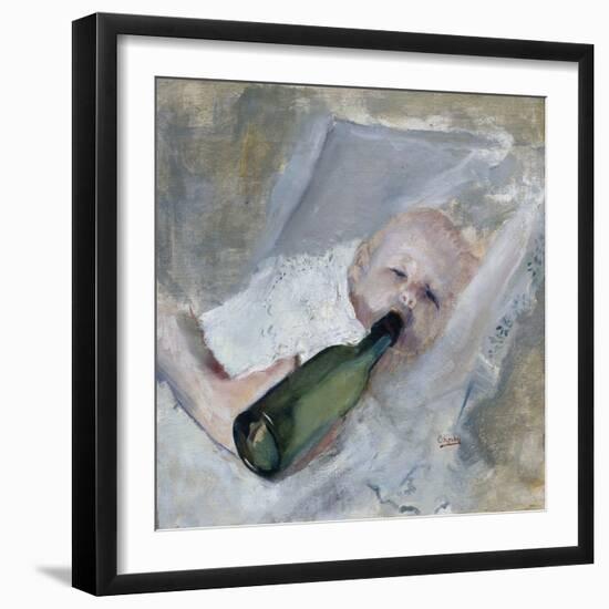 Baby with milk bottle-Christian Krohg-Framed Giclee Print