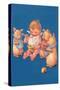 Baby with Pigs Eating Cereal-null-Stretched Canvas
