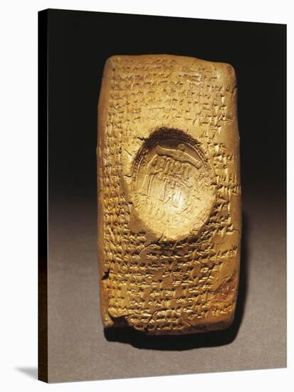 Babylonian Clay Tablet with Legal Text Written in Cuneiform Script Artefact from Ugarit-null-Stretched Canvas