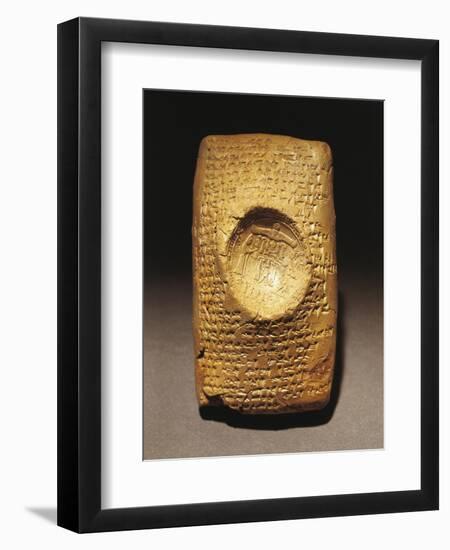 Babylonian Clay Tablet with Legal Text Written in Cuneiform Script Artefact from Ugarit-null-Framed Premium Giclee Print