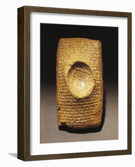 Babylonian Clay Tablet with Legal Text Written in Cuneiform Script Artefact from Ugarit-null-Framed Giclee Print