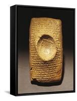 Babylonian Clay Tablet with Legal Text Written in Cuneiform Script Artefact from Ugarit-null-Framed Stretched Canvas