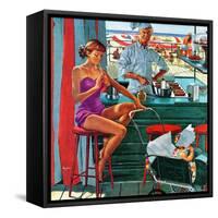 "Babysitter at Beach Stand", August 28, 1954-George Hughes-Framed Stretched Canvas
