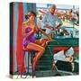 "Babysitter at Beach Stand", August 28, 1954-George Hughes-Stretched Canvas