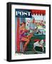 "Babysitter at Beach Stand" Saturday Evening Post Cover, August 28, 1954-George Hughes-Framed Premium Giclee Print