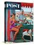 "Babysitter at Beach Stand" Saturday Evening Post Cover, August 28, 1954-George Hughes-Stretched Canvas