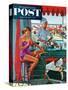 "Babysitter at Beach Stand" Saturday Evening Post Cover, August 28, 1954-George Hughes-Stretched Canvas