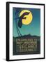 Bacardi Cocktail, Heron in Front of Moon-null-Framed Art Print