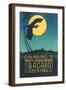 Bacardi Cocktail, Heron in Front of Moon-null-Framed Art Print