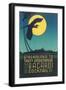 Bacardi Cocktail, Heron in Front of Moon-null-Framed Art Print