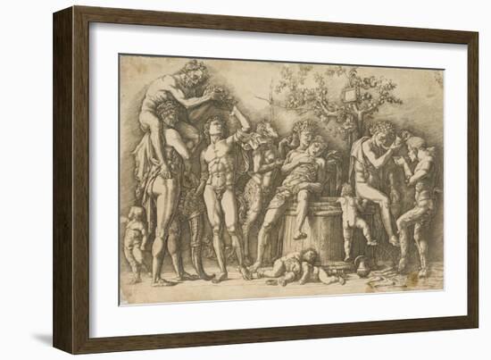 Bacchanal with a Wine Vat, c.1470-90-Andrea Mantegna-Framed Giclee Print