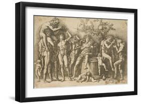 Bacchanal with a Wine Vat, c.1470-90-Andrea Mantegna-Framed Giclee Print