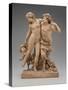 Bacchante and Satyr with Young Satyr, terracotta-Claude Michel Clodion-Stretched Canvas