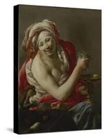 Bacchante with an Ape, 1627-Hendrick Ter Brugghen-Stretched Canvas