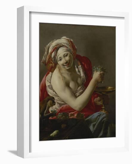 Bacchante with an Ape, 1627-Hendrick Ter Brugghen-Framed Giclee Print