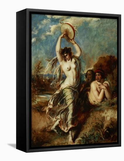 Bacchante with tambourine 1970-49.-William Etty-Framed Stretched Canvas