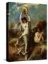 Bacchante with tambourine 1970-49.-William Etty-Stretched Canvas