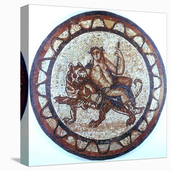 Bacchus, Ancient Roman God of Wine, Riding on a Tiger, Roman Mosaic, 1st or 2nd Century-null-Stretched Canvas