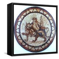 Bacchus, Ancient Roman God of Wine, Riding on a Tiger, Roman Mosaic, 1st or 2nd Century-null-Framed Stretched Canvas