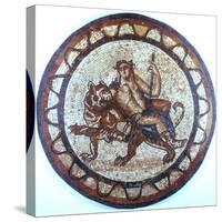 Bacchus, Ancient Roman God of Wine, Riding on a Tiger, Roman Mosaic, 1st or 2nd Century-null-Stretched Canvas