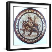 Bacchus, Ancient Roman God of Wine, Riding on a Tiger, Roman Mosaic, 1st or 2nd Century-null-Framed Giclee Print