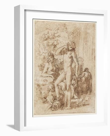 Bacchus and Erigone-Nicolas Poussin-Framed Giclee Print